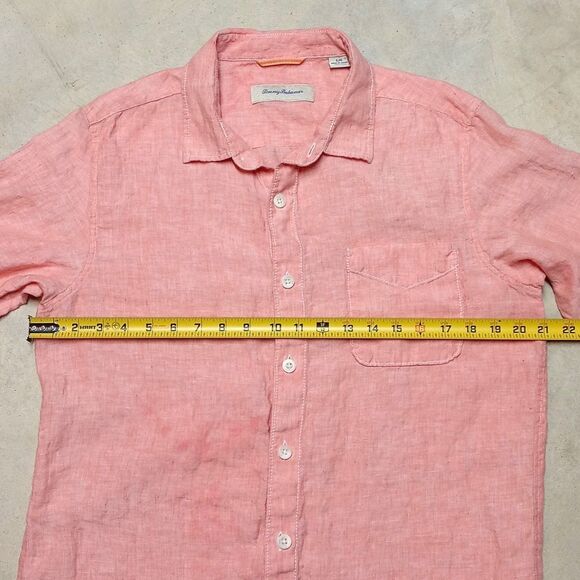 Tommy Bahama Size Large 100% Linen Men’s Shirt Long Sleeve Salmon Peach - Picture 7 of 7